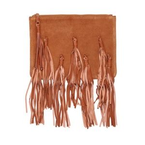 Shiraleah Premium Leather Mila Zip Pouch, Camel